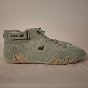 LDECK Men's Light Green Ankle Slip On Sneakers